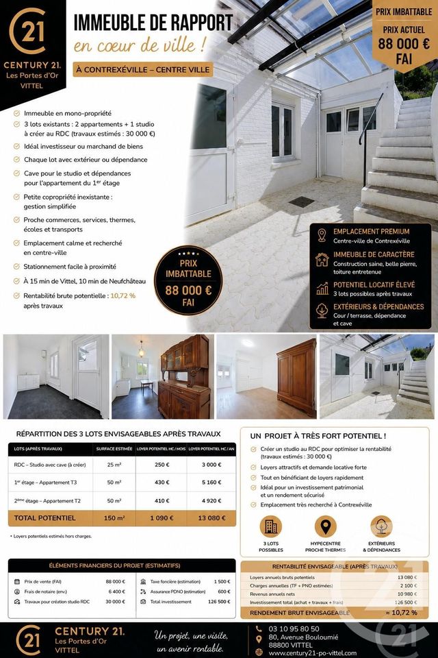 maison à vendre - 5 pièces - 114.0 m2 - CONTREXEVILLE - 88 - LORRAINE - Century 21 Les Portes D'Or